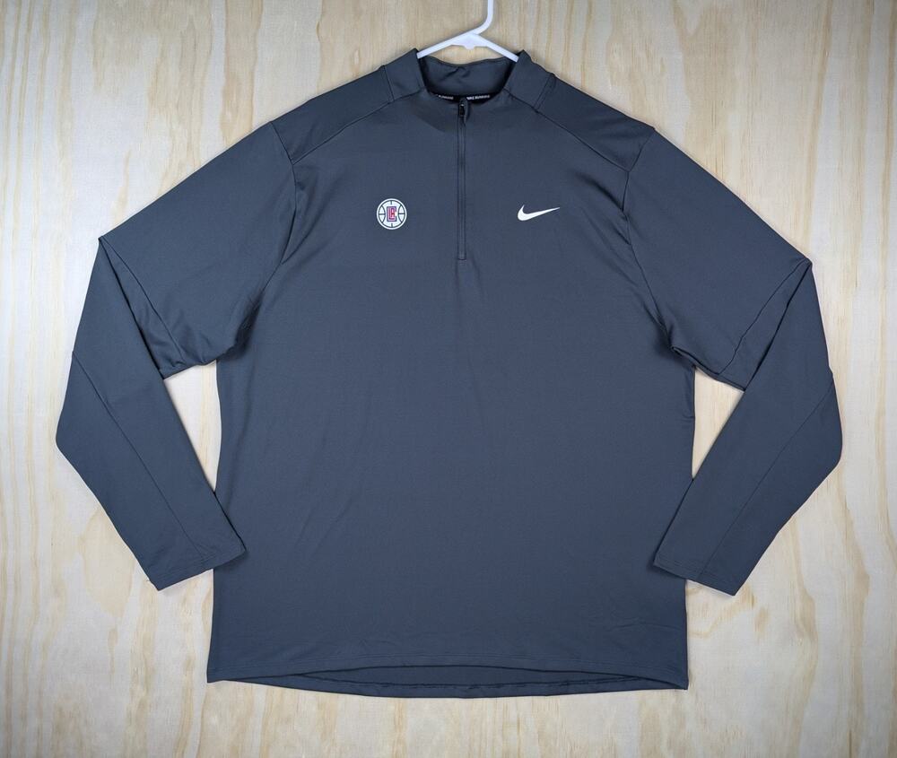 Nike Men's XL LA Clippers Dri-Fit Element Quarter Zip Running Pullover Grey